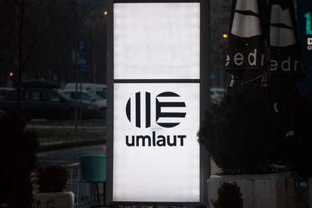 BELGRADE, SERBIA - JANUARY 10, 2021: Umlaut logo on their main office for Belgrade, Serbia. Umlaut hafex AOG is a german firm specialized in IT consulting and engineering industrial development.のeditorial素材