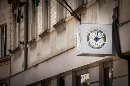 LJUBLJANA, SLOVENIA - JUNE 15, 2021: Rotary International logo on their local office in Ljubljana....