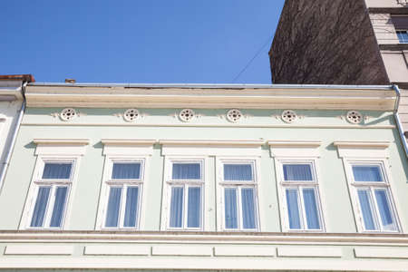 Typical Austro-Hungarian Facade of an appartment residential building in a street of old town, stari grad ,, the historical center of Belgrade, Serbia, in the most touristic part of the city.のeditorial素材