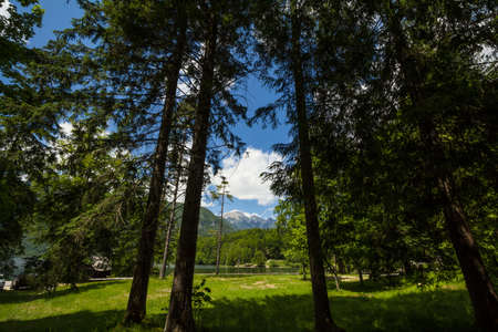Triglav, Mali Draski, Tosc and Skrlatica mounts in the Julian Alps, in Slovenia, in front of an...