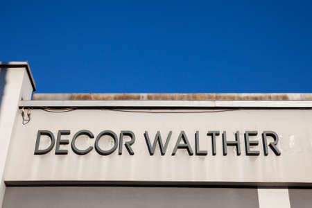 BELGRADE, SERBIA - OCTOBER 30, 2021: Decor Walther logo in front of their local retailer in Belgrade. Decor Walther is a german manufacturer and seller of bathroom furniture and accessories.のeditorial素材