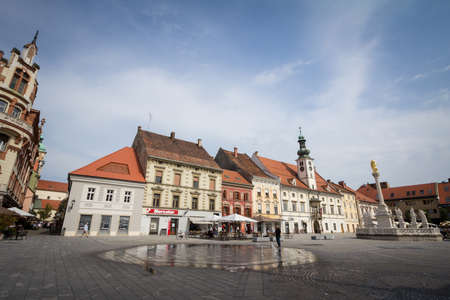 MARIBOR, SLOVENIA - SEPTEMBER 16, 2021: Main facade of Mariborski Rotovz, or Maribor Town hall on Glavni trg main square, the main monument and political landmark of Maribor.のeditorial素材