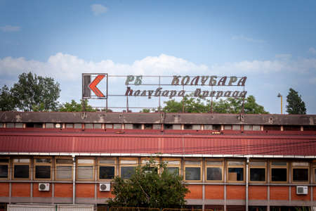 LAZAREVAC, SERBIA - AUGUST 1, 2021: Logo of RB Kolubara mines on their main office in Lazarevac....