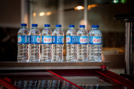 ISTANBUL, TURKEY - MAY 21, 2022: Selective blur on logos of Abant water on bottled water for sale in istanbul. Abant is one of the water producer industry in Turkey, part of Kaya Holding.のeditorial素材