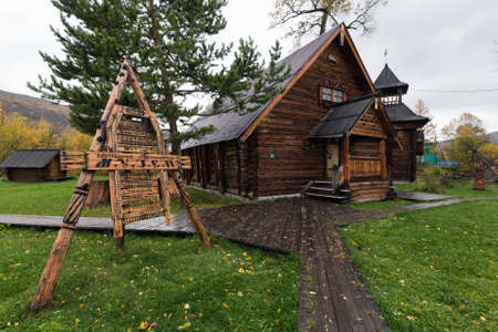ESSO VILLAGE, KAMCHATKA PENINSULA, RUSSIAN FAR EAST - SEPTEMBER 18, 2013: Bystrinsky Ethnographic Museum in Bystrinsky Region on Kamchatka Region.のeditorial素材