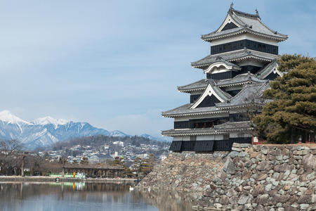 Japan Castle in the winter and blue skyのeditorial素材