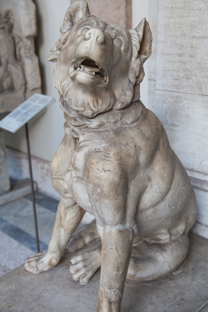 Great beautiful The Antique marble dog sculpture in Vatican, Italyのeditorial素材