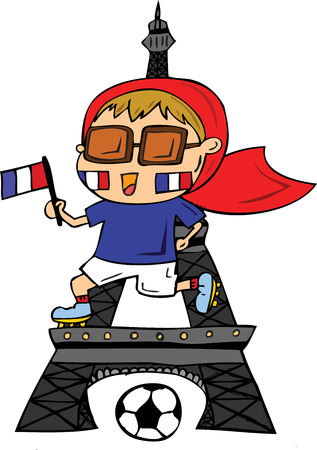 France Football player in famous backgroundのイラスト素材