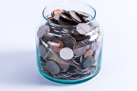 Money jar with isolate white background