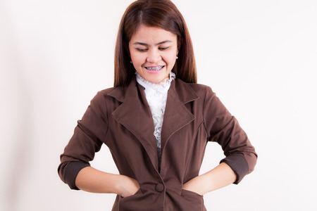 young asian businesswoman smiling  at workの写真素材