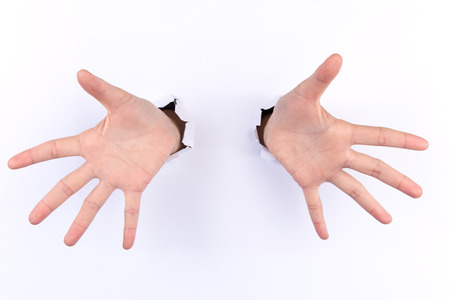 Woman palms isolated on white backgroundの写真素材