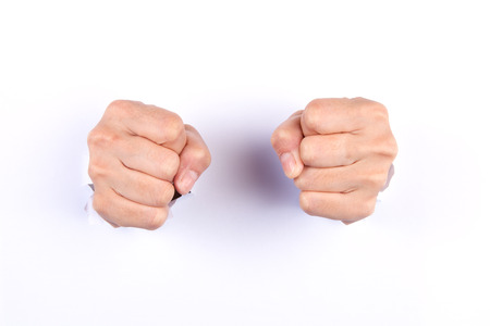 hand gestures symbol of success and freedomの写真素材