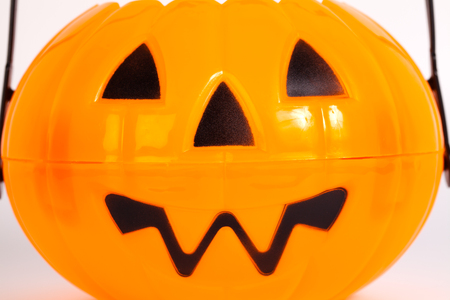 Halloween Pumpkin bucket for trick or treatingの写真素材