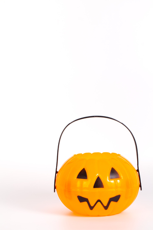 Halloween Pumpkin bucket for trick or treatingの写真素材