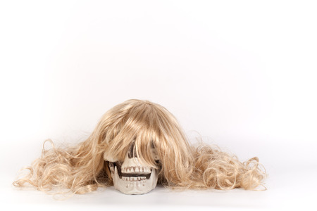 Women Skull with blond hairの写真素材