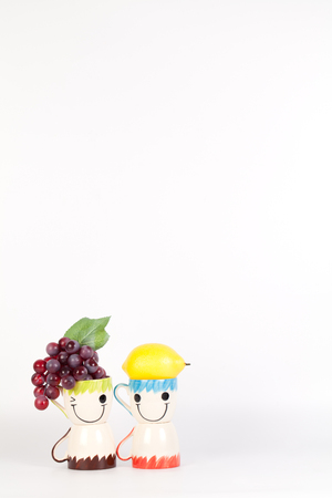 Fruit time  with happy cups,Happiness conceptの写真素材