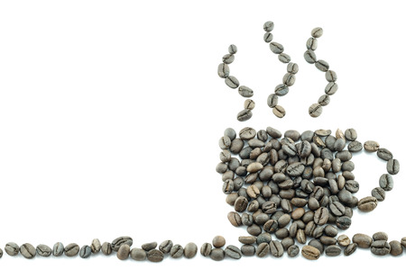 Coffee bean arrange as a cupの写真素材