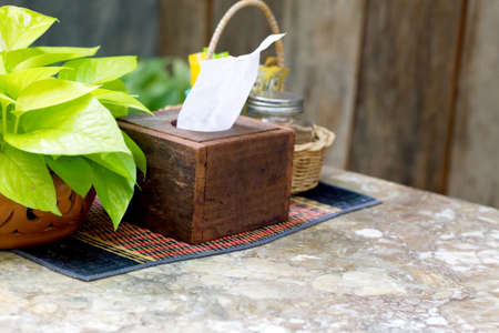 paper tissues box woodの写真素材
