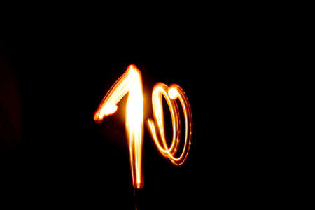 number 10 isolated on black background  Photography style freezelightの写真素材