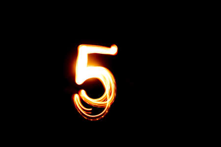 number 5 isolated on black background  Photography style freezelightの写真素材