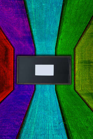 one boarder on color wood backgroundの写真素材