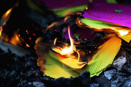 burning Ghost Money for Chinese Ghost の写真素材