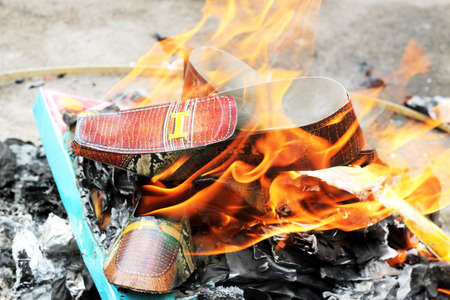 burning Ghost Money for Chinese Ghost の写真素材