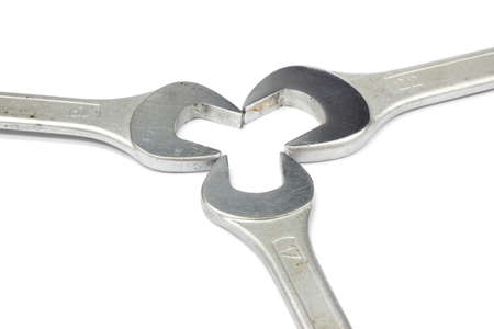 isolated white bac kground  Stainless Steel Wrench close up の写真素材