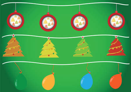 Christmas balls,christmas tree and balloons flag vectorのイラスト素材