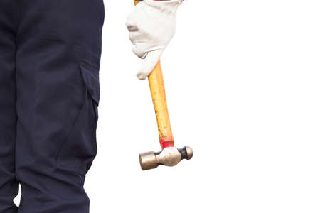 human hand holding hammer の写真素材