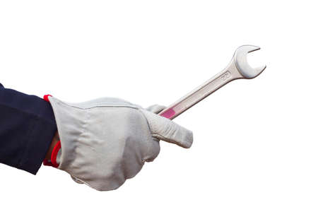 human hand holding wrench  Construction の写真素材