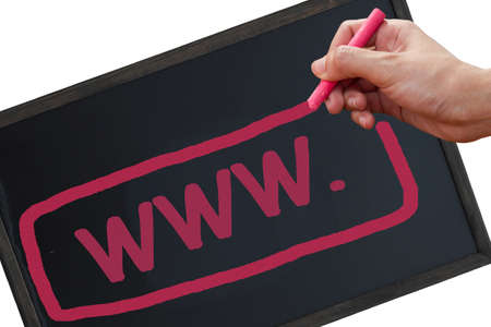  hand with chalk to write wwwの写真素材