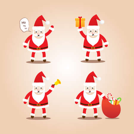 Set of Cute Santa Clauses.Cartoon styles for christmas and happy new year.Vector illustration.のイラスト素材