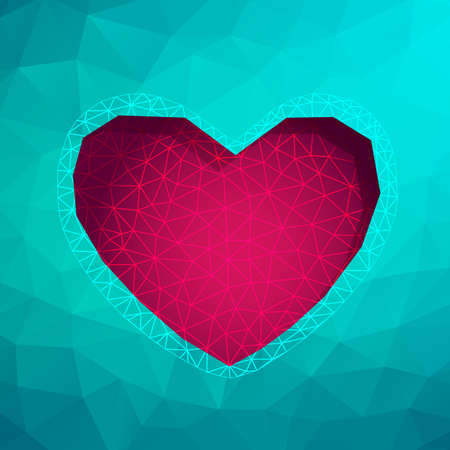 Polygon Heart.Abstract love vector illustration background