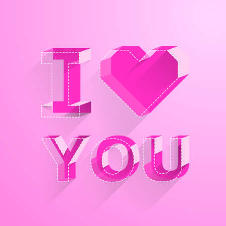 Valentine day cards.i love you.Letter in isometric view.vector illustrationのイラスト素材