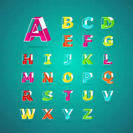 Isometric alphabet font.Capital letter A to Zのイラスト素材