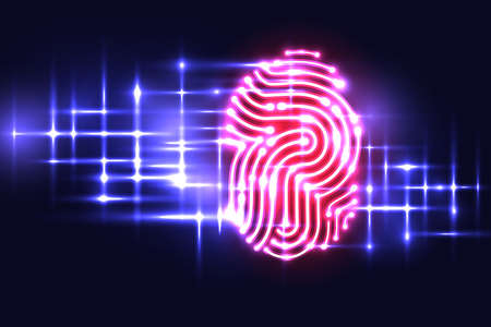 Abstract Fingerprint technology background.Letter P.identification and security system.vector illustration.のイラスト素材