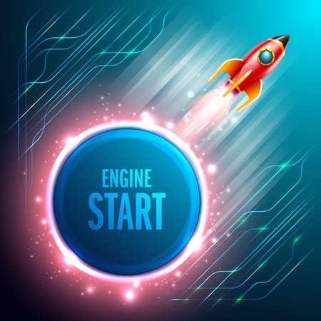 Start up Rrockets ship flying in the space.Vector Illustrationのイラスト素材