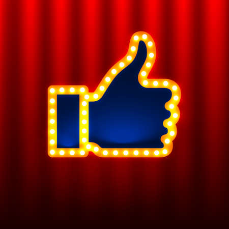 Retro Like Hand Sign on the red curtain backgroundのイラスト素材