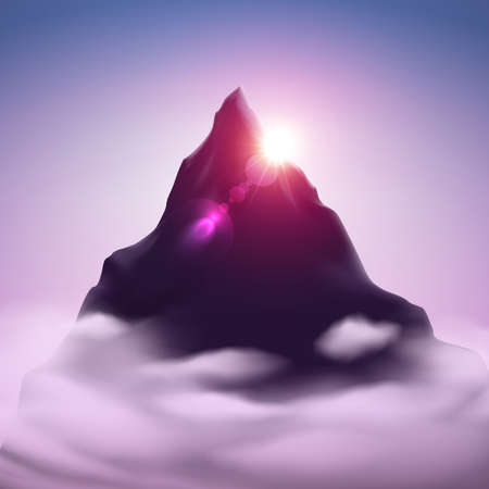 Mountain Landscape with sunlight and cloud.Vector Backgroundのイラスト素材