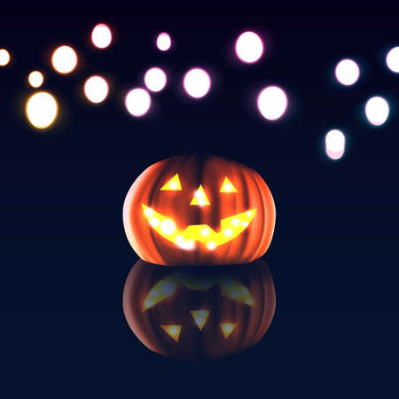 Happy Halloween day.pumpkin on dark and bokeh backgroundのイラスト素材