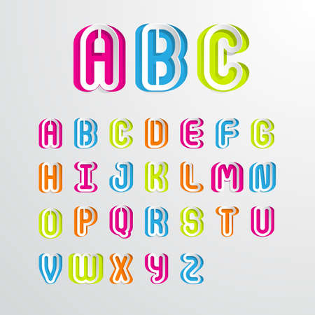 Set of colorful alphabet capital letters A,B,C,D,E,F,G,H,I,J,K,L,M,N,O,P,Q,R,S,T,U,V,W,X,Y,Z.Vector illustrationのイラスト素材