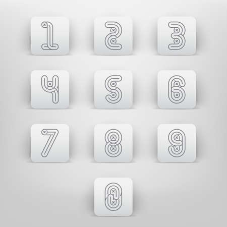 Mono lines style Alphabetic fonts Numbers set.のイラスト素材