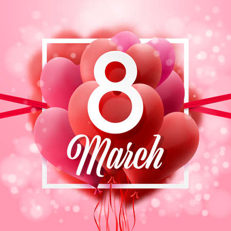 8 March. International Women Day.Vector Illustration EPS 10 Of Flying Balloons.