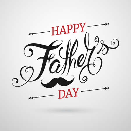 Fathers Day Lettering Calligraphic.Happy Fathers Day Handwritten Lettering.Vector Design Elements For Greeting Card and Other Print Templatesのイラスト素材