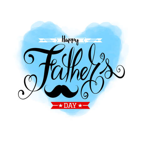 Fathers Day Lettering Calligraphic.Happy Fathers Day Handwritten Lettering.Vector Design Elements For Greeting Card and Other Print Templatesのイラスト素材