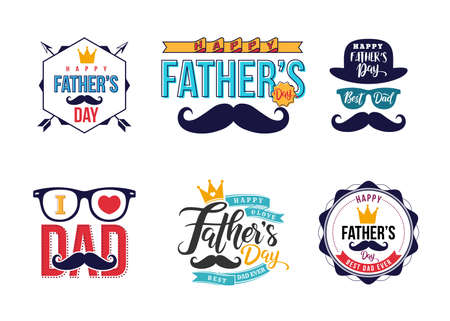 Set of Happy fathers day vintage labels for Brochures,Poster or Banner in vintage style.vector illustrationのイラスト素材