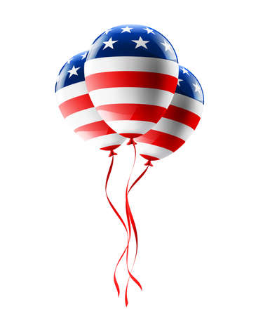 Vector of USA balloons with American flag isolate on white background for American Labor Day,Memorial Day or Independence day.のイラスト素材
