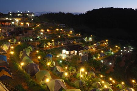 camping on the mountainの写真素材