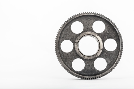 Metal gear on a white backgroundの写真素材